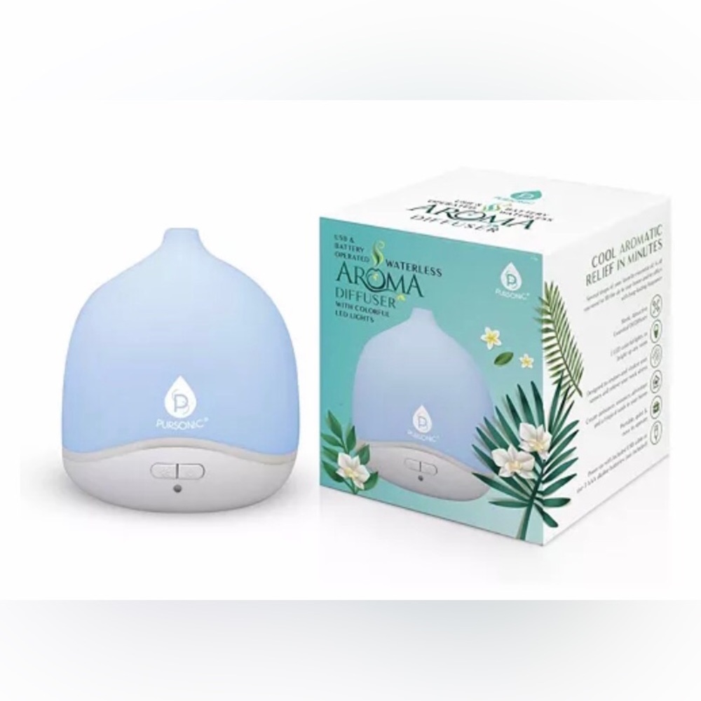 🆕 Pursonic Waterless Aroma Diffuser w/LED Lights